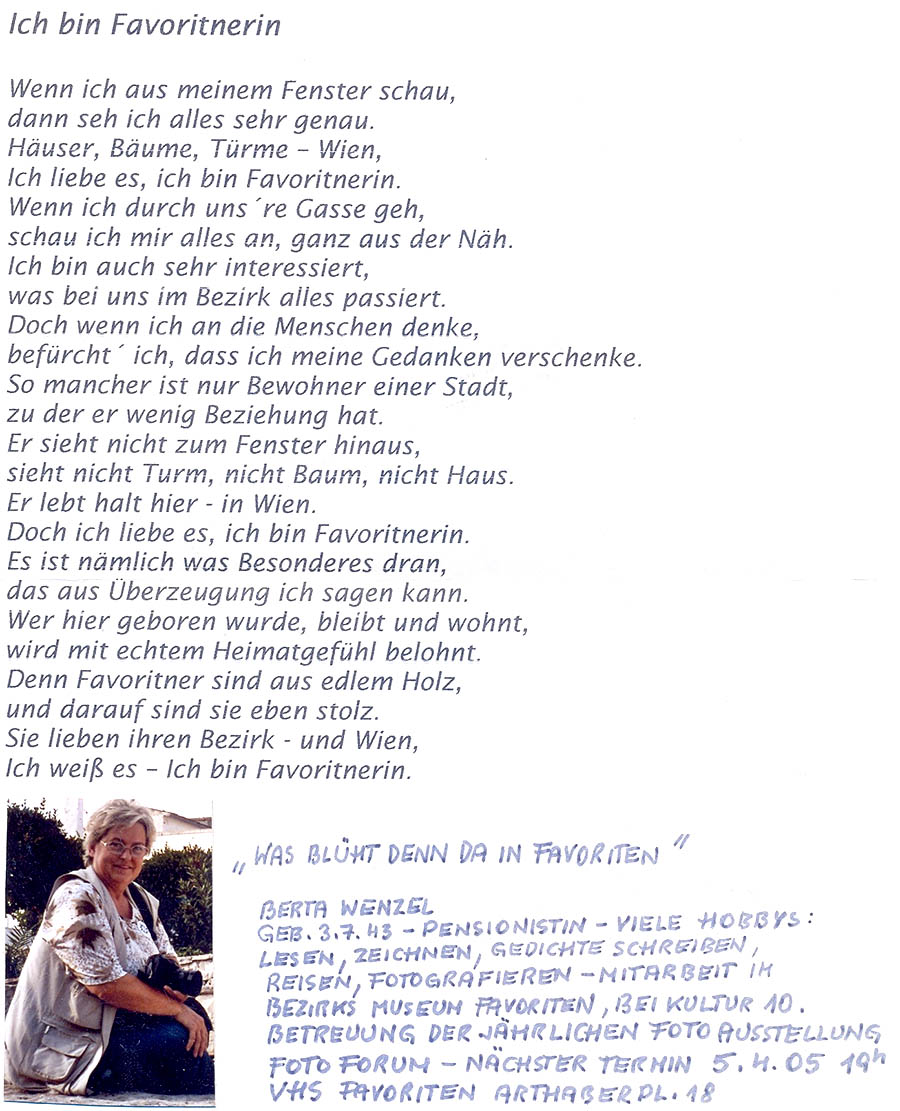 Autorin: Berta Wenzel - Gedicht